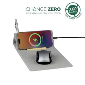 BLACE - CHANGE ZERO Recycled PU 15W Wireless Mousepad & Desk Organizer Grey