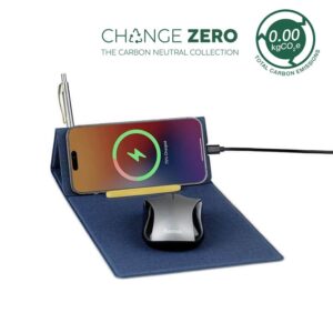 BLACE - CHANGE ZERO Recycled PU 15W Wireless Mousepad & Desk Organizer Navy Blue