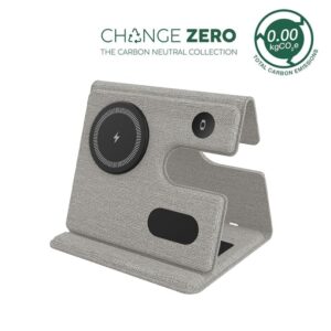 PLANA - CHANGE ZERO Recycled 3-in-1 Wireless Charger Station Grey