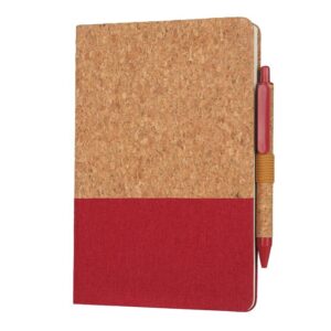 BORSA - eco-neutral A5 Cork Fabric Hard Cover Notebook and Pen Set Red