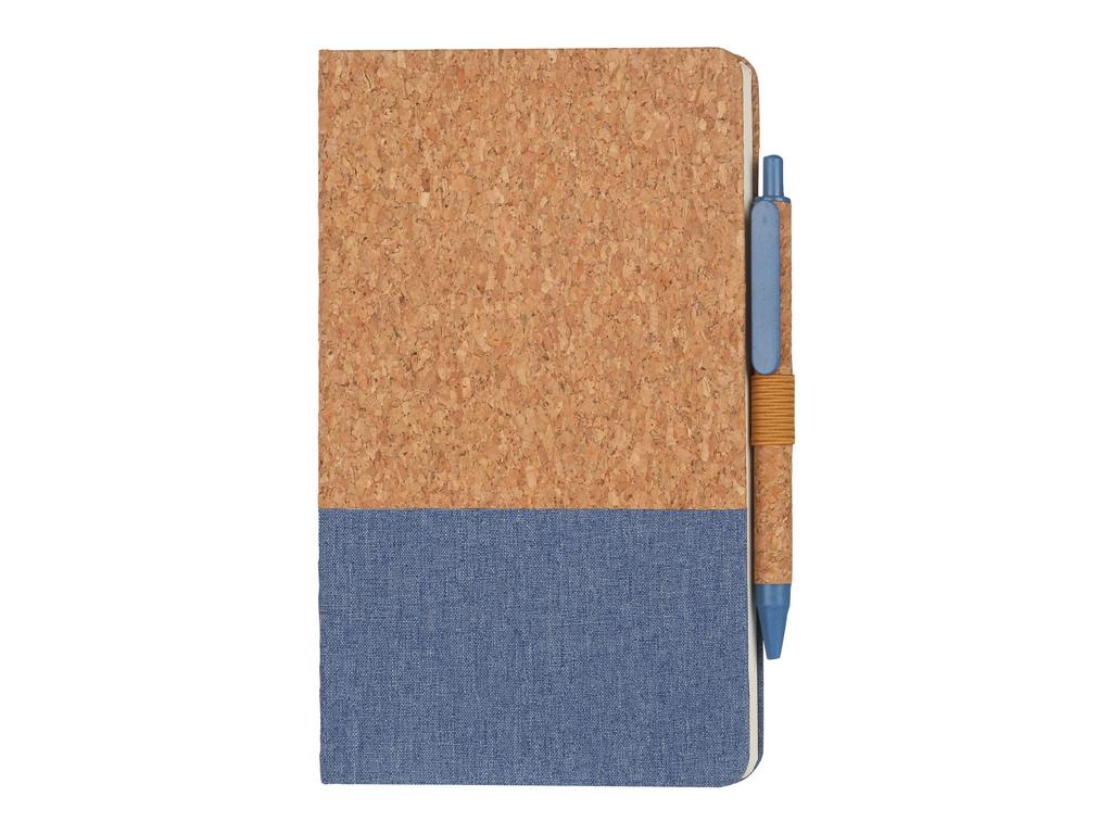 BORSA - eco-neutral A5 Cork Fabric Hard Cover Notebook and Pen Set Blue