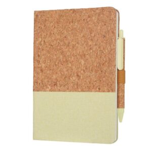 BORSA - eco-neutral A5 Cork Fabric Hard Cover Notebook and Pen Set Green