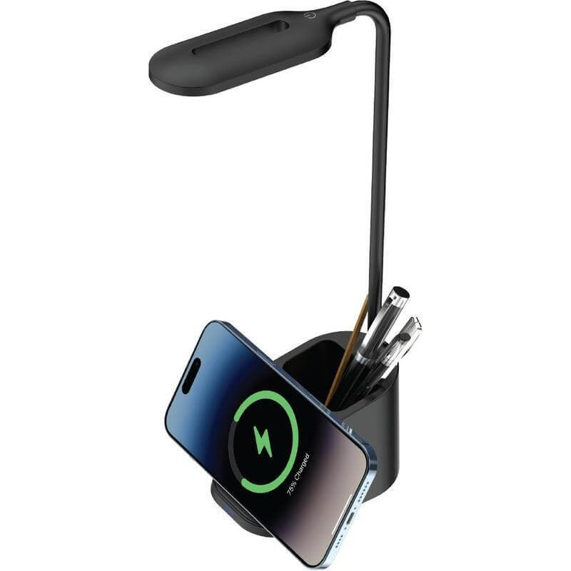 ALMERE - Giftology 3-in-1 Desk Lamp with 15W Wireless Charger & Pen Holder Black