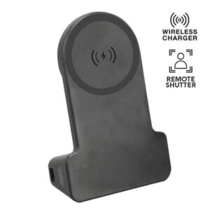KORMAN - @memorii® Magnetic Phone Stand with 15W Wireless Charging and Remote Shutter Black